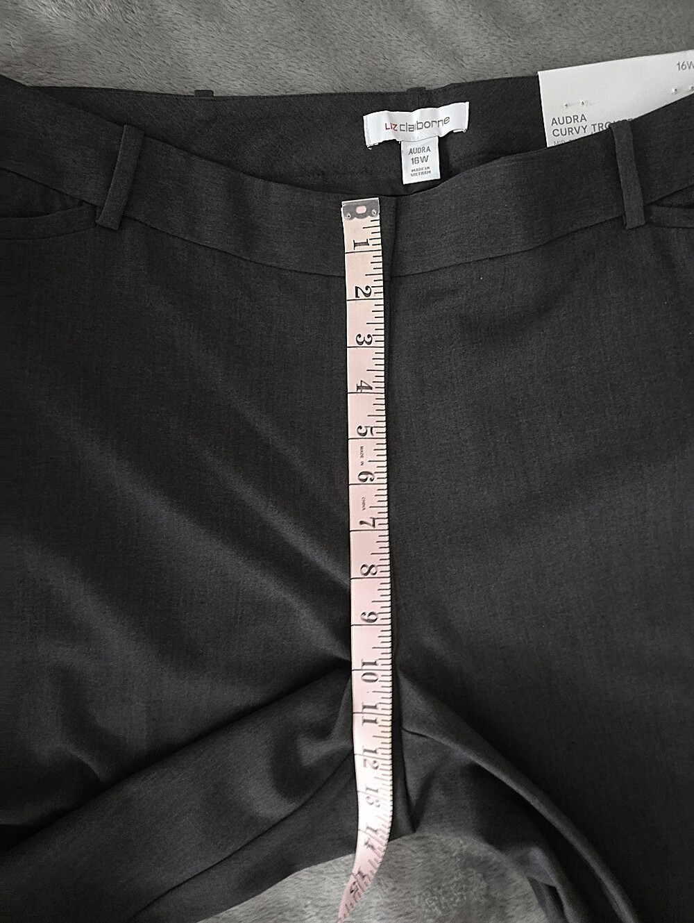 NWT Liz Claiborne Audra Mid-Rise Straight Trousers Charcoal Gray Plus Size 16W - Picture 8 of 9